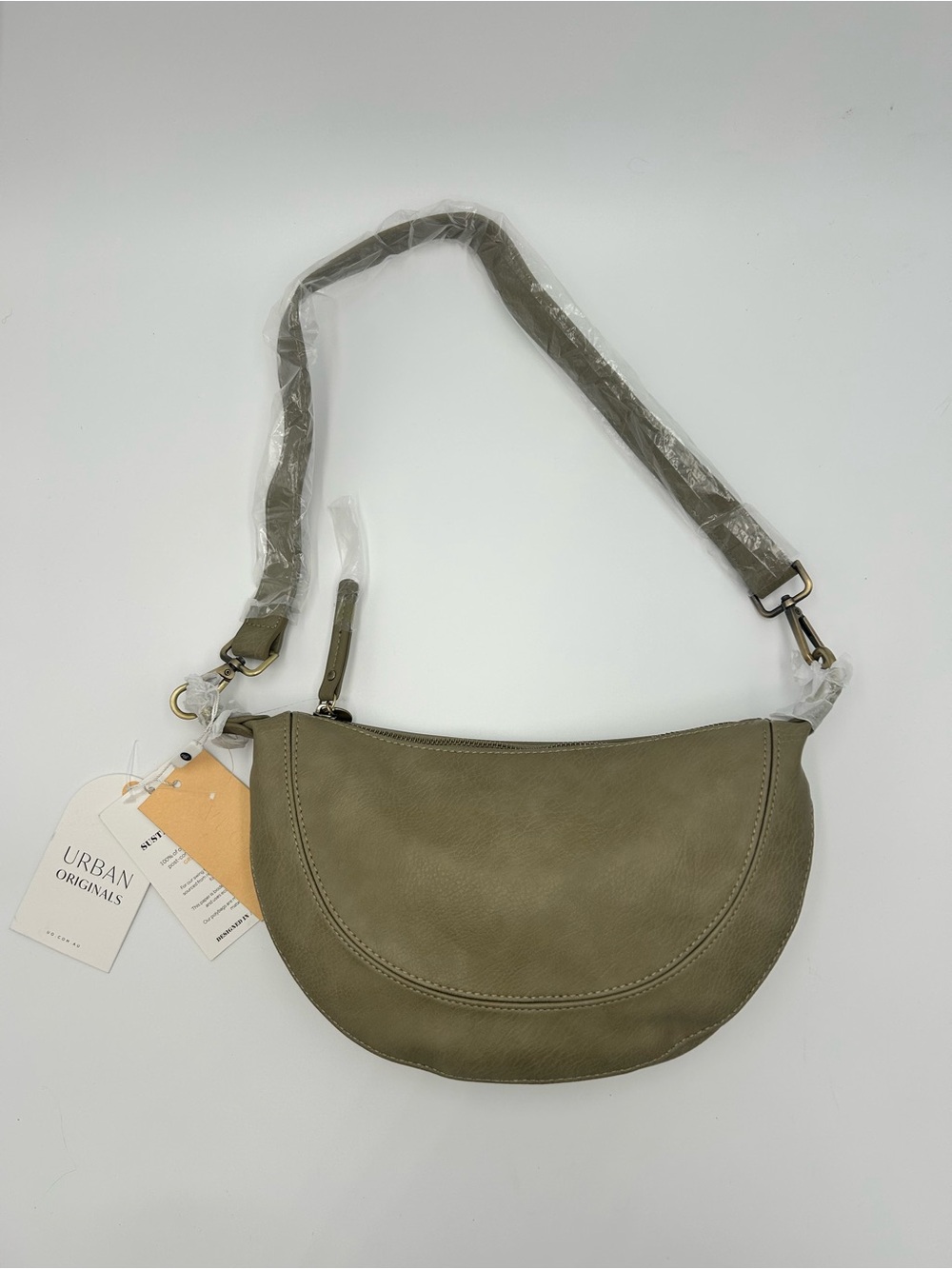 Urban Originals Khaki Super Mini Luna half moon crossbody bag